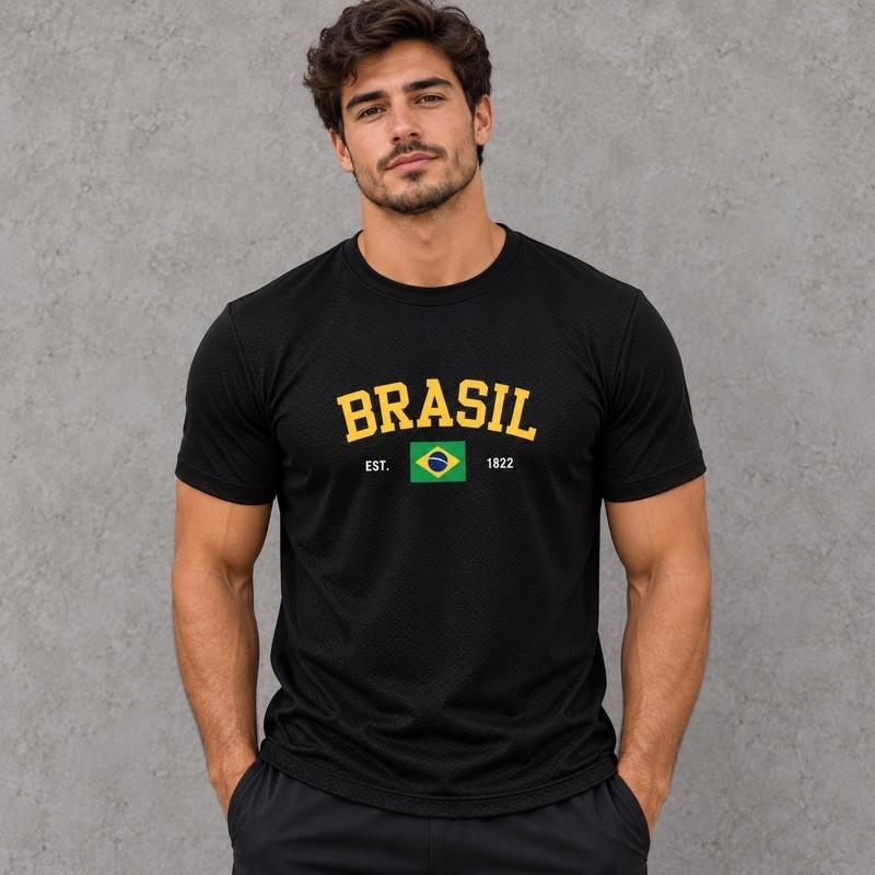 Camiseta Dry fit estampa Brasil Copa do Mundo Torcedor futebol Jogador Respirável Camisa Treino Leve Academia Crossfit