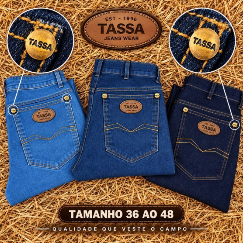 Kit 3 ou 1 Peça Calça Jeans Masculina C/Elastano Country Cowboy E Rodeio Tassa