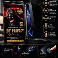 Película de Vidro Temperado 3D Privativa Antiespião para iPhone com Kit de Instalação Todos os Modelos