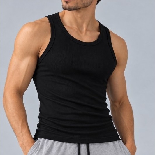 Camiseta Regata Masculina Americana Canelada Ribana Premium Academia Treino Dia a Dia