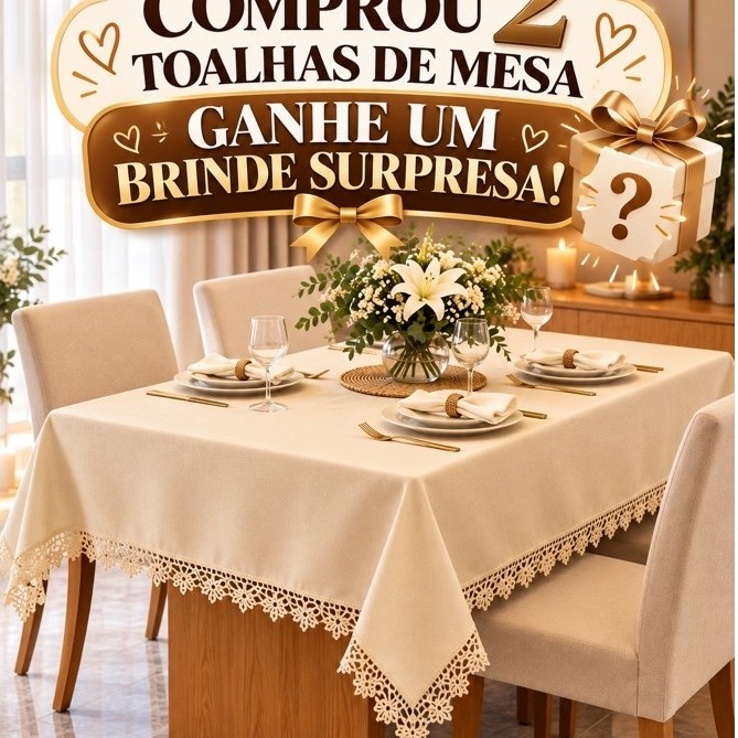 Toalha de Mesa Requinte com guipir 3,50m x 1,50m para 10/12 Cadeiras – Decoração Cozinha luxo e sofisticação Natal