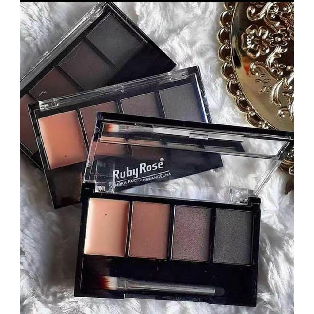 Paleta De Sombra Para Sobrancelha 4 Tons +  Pincel | Alta Fixa | Natural ação | RubyRose