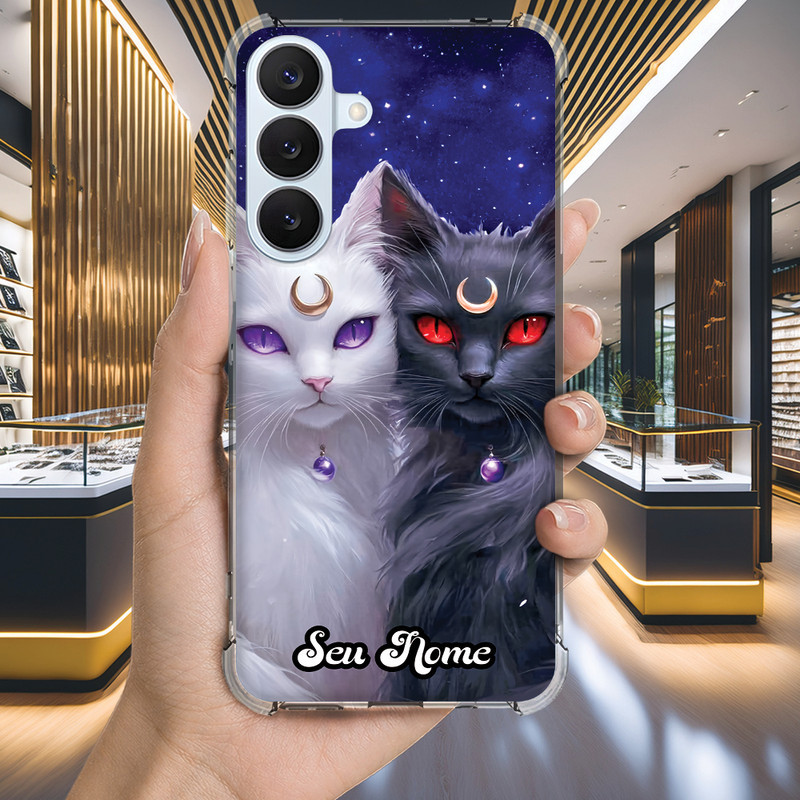 Capa Capinha GALAXY S20 ULTRA S10 S10E LITE 2020 S9 S8 A73 A72 Anti-impacto Personalizada petz GATINHO nome (3565)