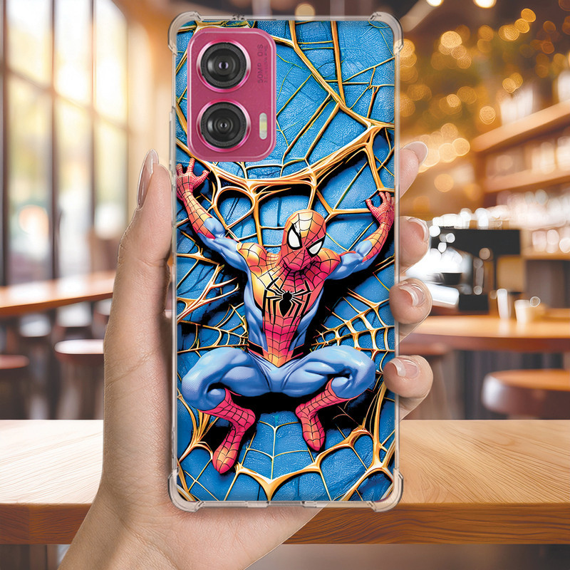 Capa Capinha MOTO E7 E6 E5 ONE FUSION ACTION MACRO Anti-impacto Personalizada geek ARANHA homem (3478)