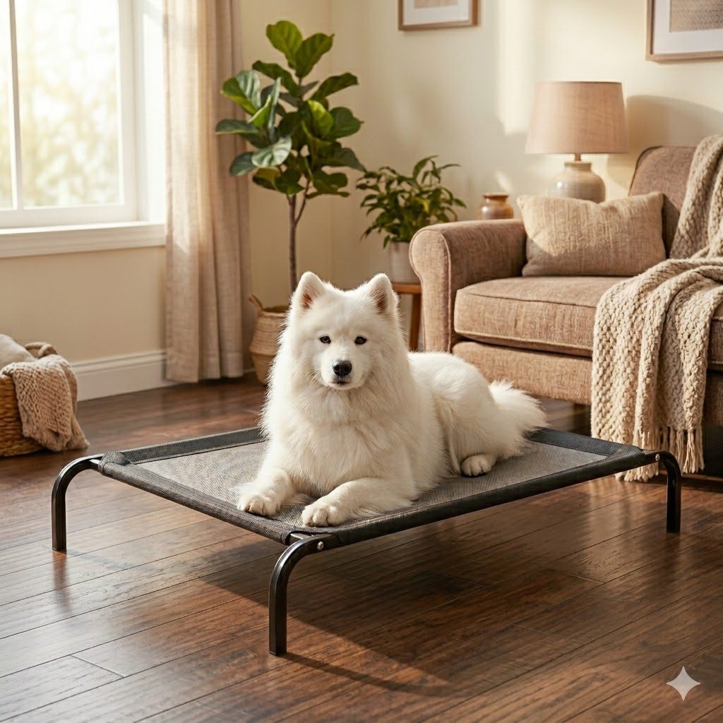 Cama Pet Suspensa Elevada 92x60x15cm Impermeável e Respirável para Cães e Gatos