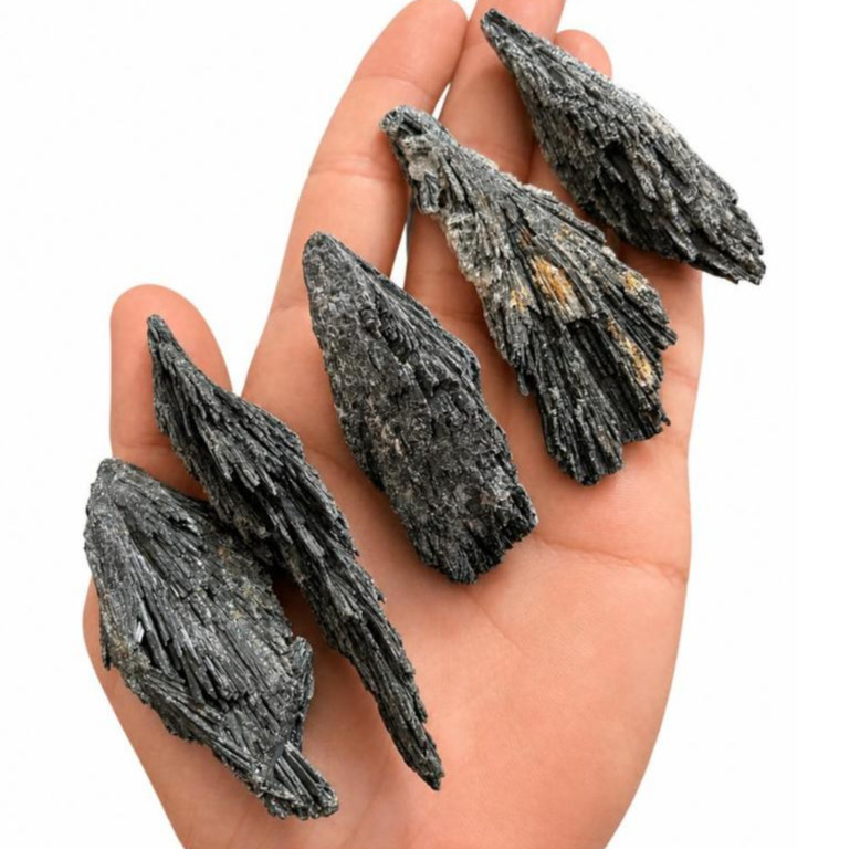 5 Vassouras de Bruxa Cianita Negra Natural pedra da proteção energética