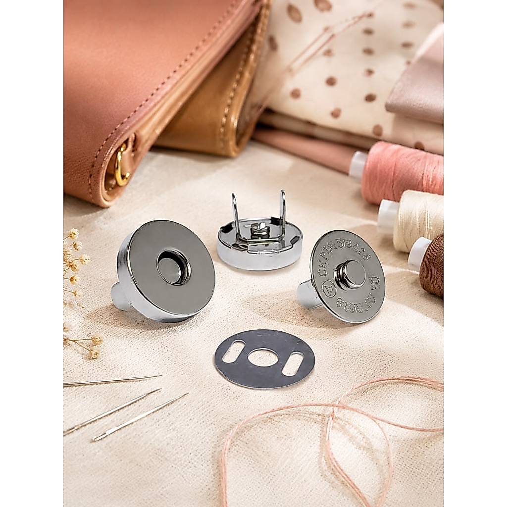 Kit 10 a 50 Botões Mágnetico Imantado P/ Costura Fecho Para Carteira Bolsa 18mm Prata Dourado