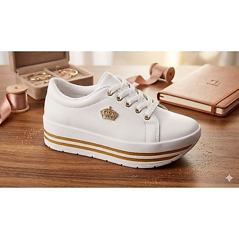 Tenis plataforma com coroa sola alta feminino, macio , leve ,barato e confortável , branco preto e outras cores
