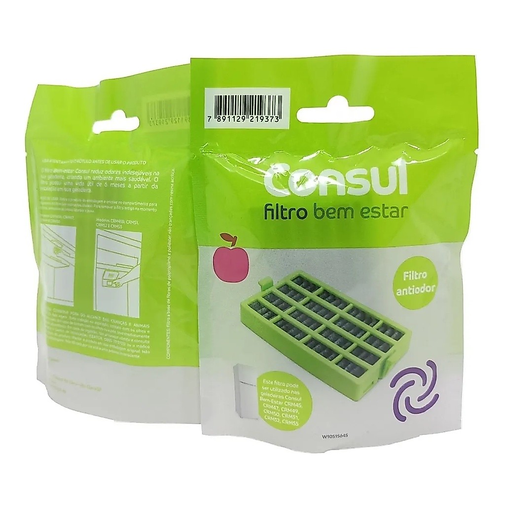 Filtro Original Desodorizador Geladeira Consul Bem Estar Kit 2 Peças W10515645 K00002