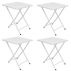 Conjunto 4 Mesa Dobrável Bar Restaurante Aço Ferro