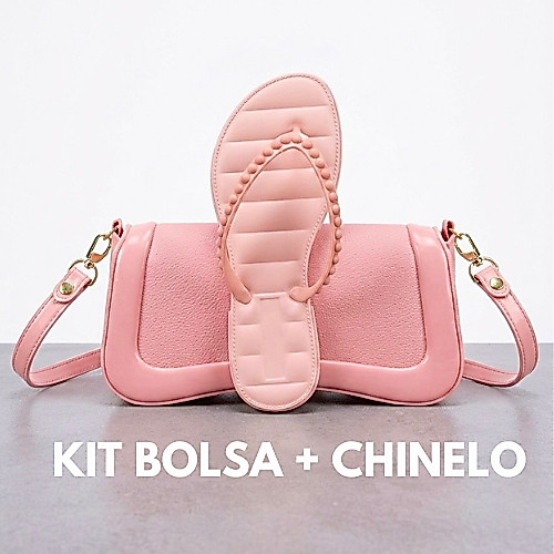 Kit Bolsa Feminina + Chinelo Pérola Feminino Injetada Promoção Barato