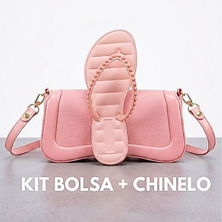 Kit Bolsa Feminina + Chinelo Pérola Feminino Injetada Promoção Barato