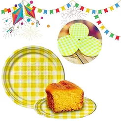 30~150 PRATINHO FESTA JUNINA 15 CM XADREZ AMARELO (CHOCO)
