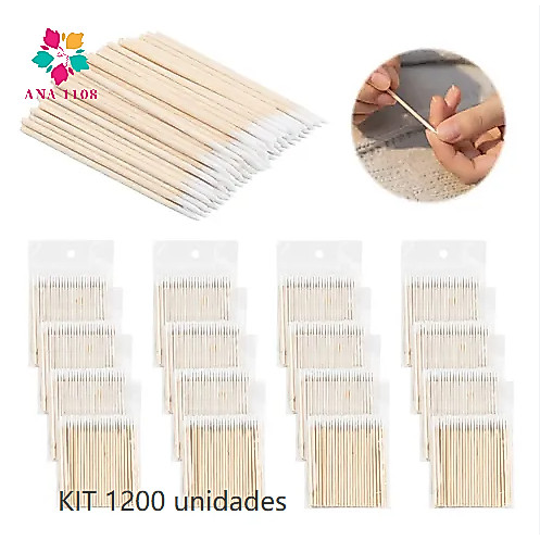 ANA 1108 Kit 1200 Unidades Com Algodão De Limpeza Alinhamento Henna Micropigmentação Unha e Boca