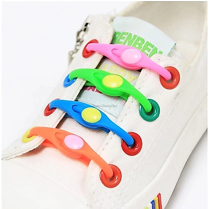 Cadarço Elástico Silicone Tenis Colorido 12 Peças Pratico