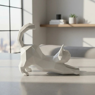 Escultura Gato Decorativo Minimalista Moderno Sala Quarto Escritório Presente Felino