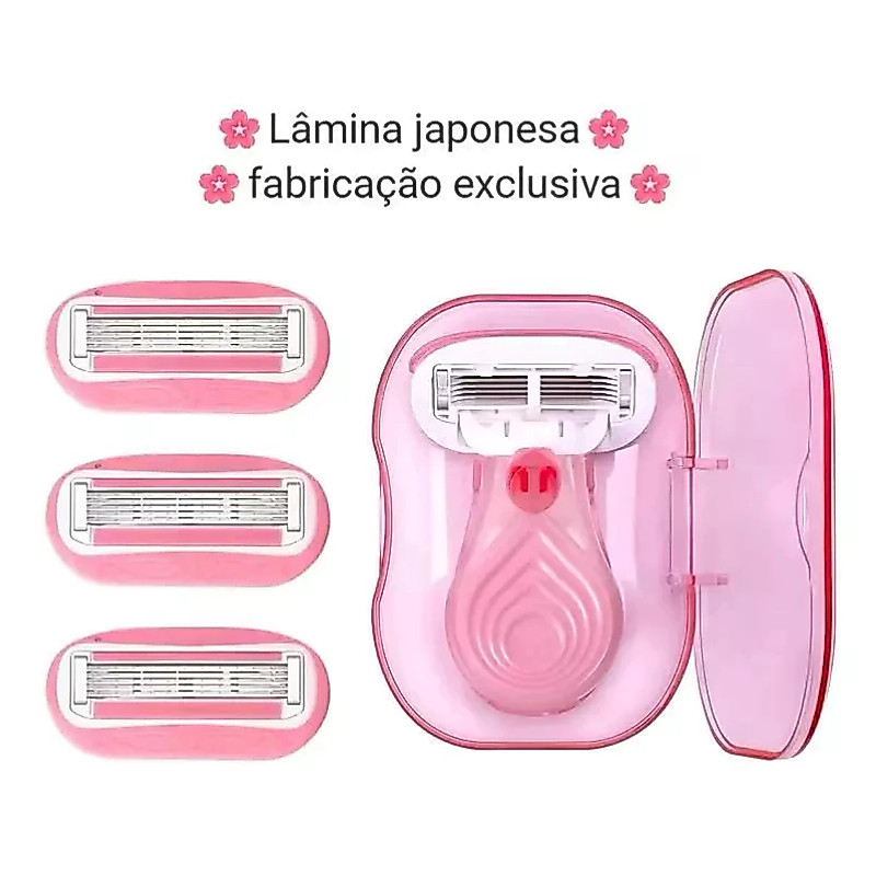 Navalha Feminina Mini com Aloe Vera, 3 Lâminas – Kit Básico de Pele Lisa Gillette