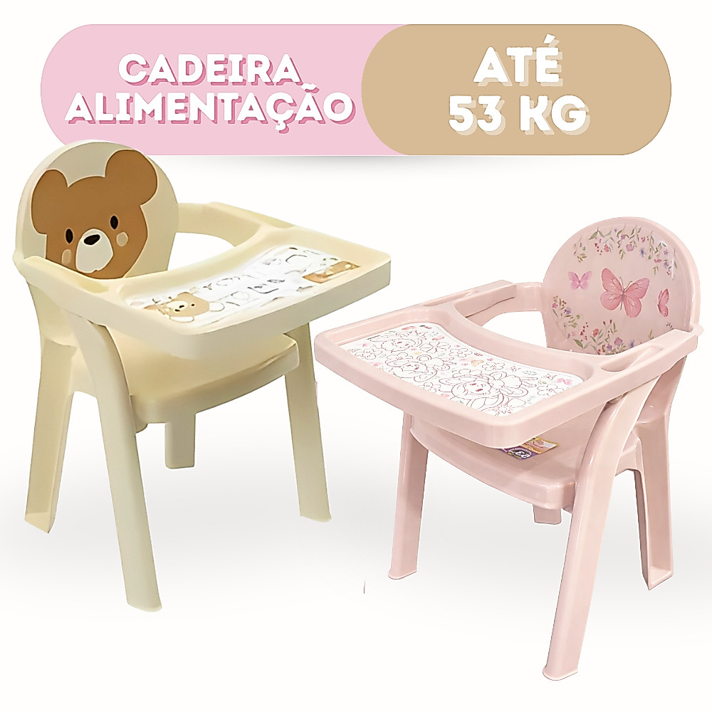 Poltrona de Alimentação Plasutil Infantil Portátil Cadeira Refeição Para Bebê Com Bandeja Para Colorir.