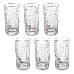 Jogo de 6 Copos Altos Palm Tree em Vidro 360ml - Wolff