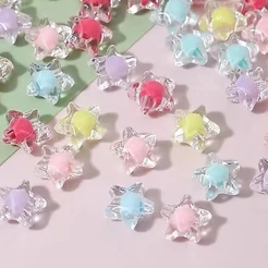 125 Pcs Miçanga Estrela Cor Transparente Colorido Interno