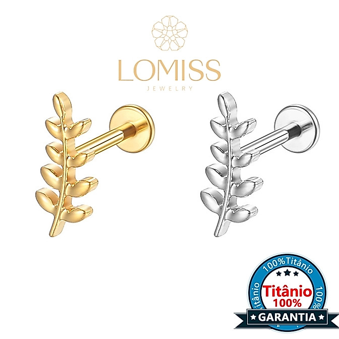 Piercing Helix Tragus Conch Labret Titânio Pvd Galho 1,2x8