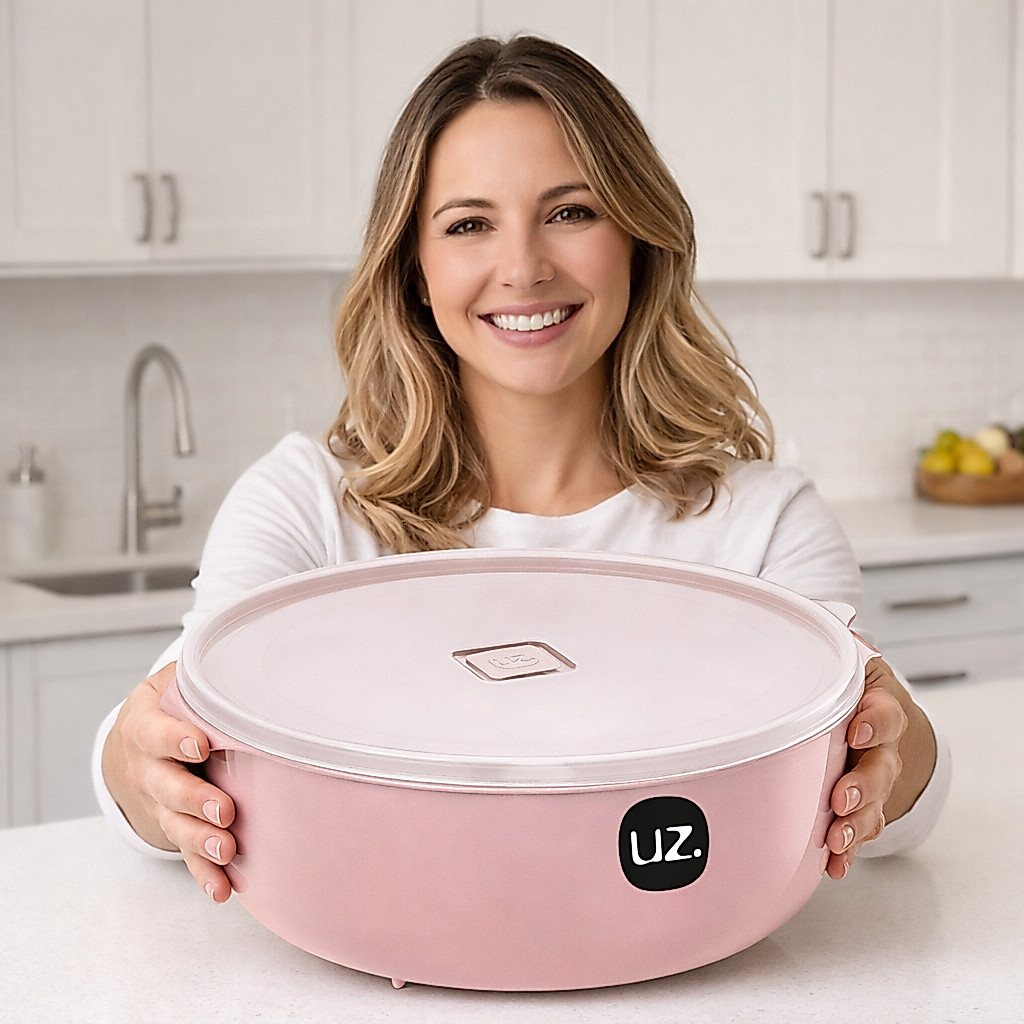 Pote Multiuso 5 Litros Premium Rosa Cozinha Geladeira Despensa Freezer Organizador Alimentos UZ Utilidades