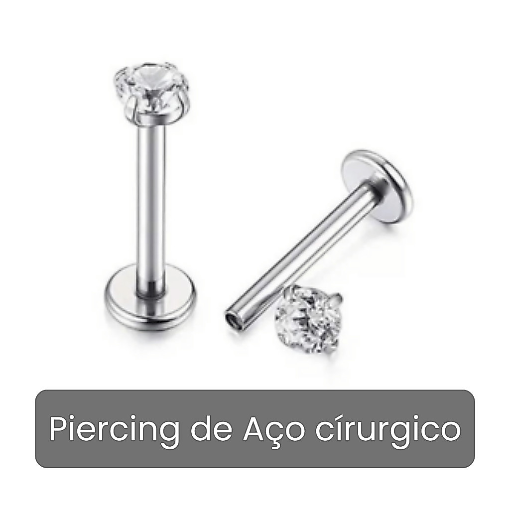 PIERCING TRAGUS LABRET AÇO CIRURGICO NÃO ESCURECE PONTO LUZ — imagem 2 de 2