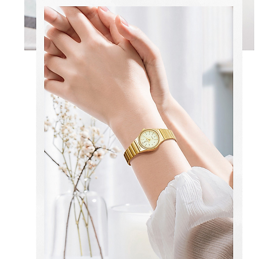 SKMEI 1024 Relógio feminino, marca original, relógio de quartzo, relógio dourado para casal, à prova d'água. · foto 2