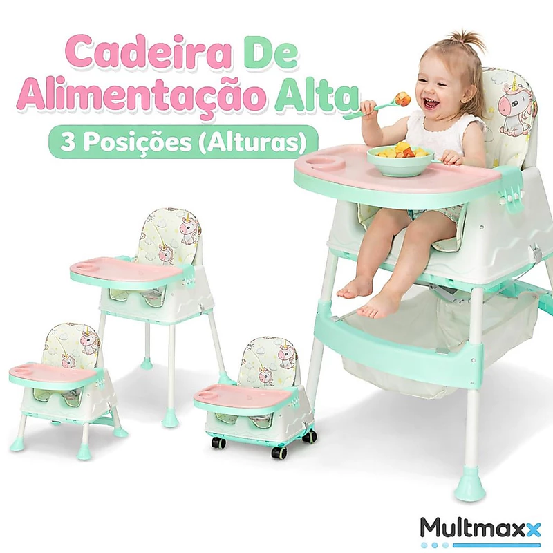 Cadeira de Alimentação Infantil Portátil Multifuncional 3 Alturas — foto 3