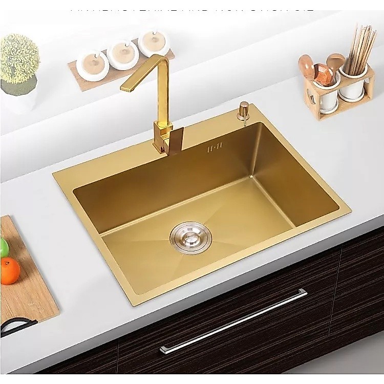 Cuba Pia Inox Dourada Quadrada Cozinha Gourmet 60cm com Acessórios · foto 2