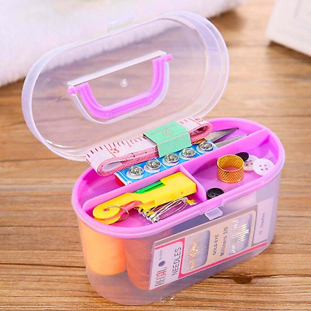 Kit Maleta Costura Completa Com Linha Agulha Tesoura Botão