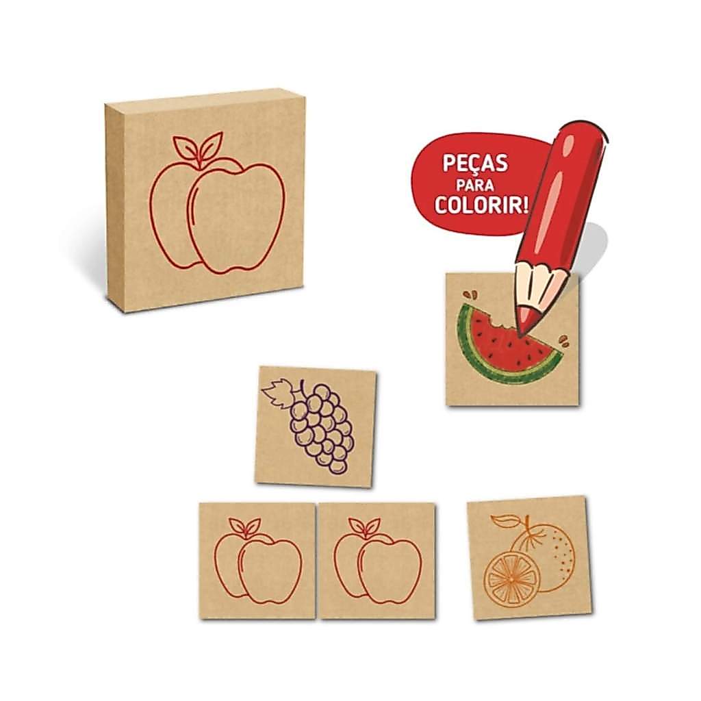 COMP Kit 2 Jogos da Memória de Madeira Educativo Animais e Frutas Para Colorir · foto 2