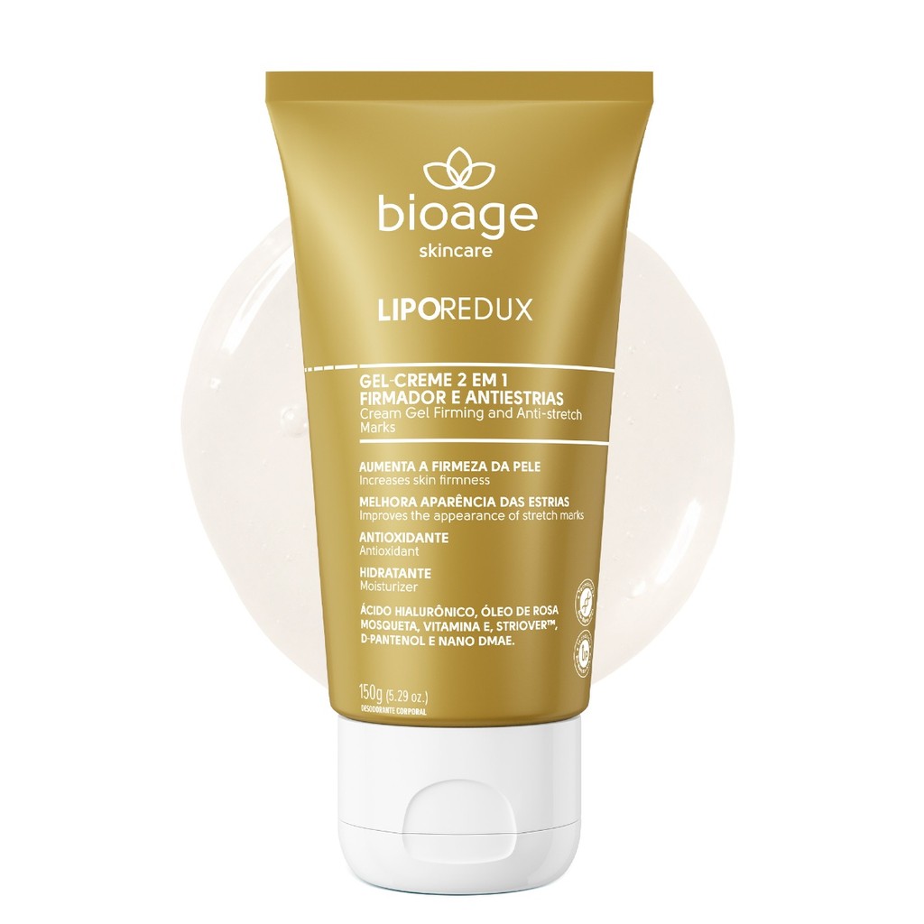 Gel-Creme 2 em 1 Bioage Lipo Redux Firmador Antiestrias 150g - Produtos Estéticos Corporais Alta Elasticidade
