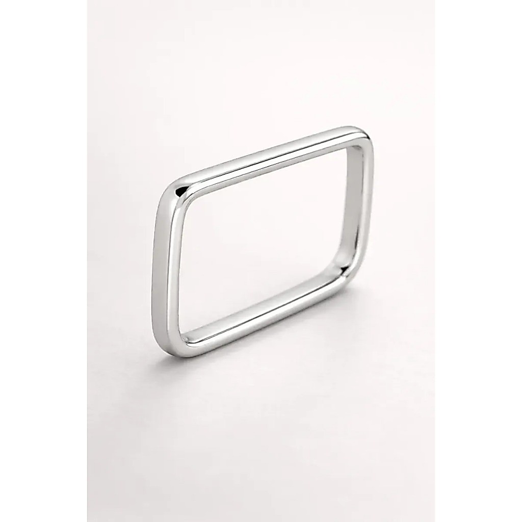 Aliança ou Anel Avulsa Quadrada 2mm Prateada Aço Inoxidável Moderno Avulsa — imagem 2 de 2