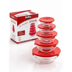 Kit 5 Potes Herméticos Vidro Tampas Variadas Redondos Conservação Alimentos