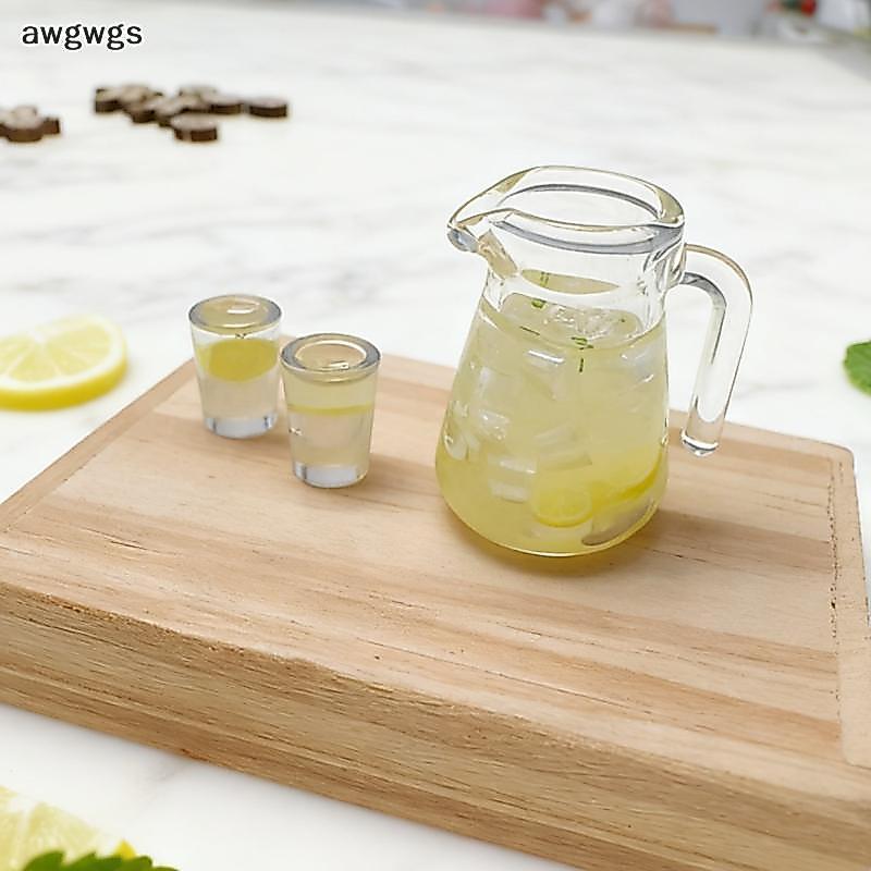 Awgwgs 3/4 Peças Casa De Bonecas Em Miniatura Simulação De Comida Verão Gelado Limão Chá Bebida Para Boneca Móveis Sala