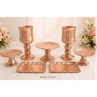 Kit c/7 pçs  festa 2 taça romana 2 oitavada relevo 2 bandeja frizada P sem pé 1 boleira 15x24 cm