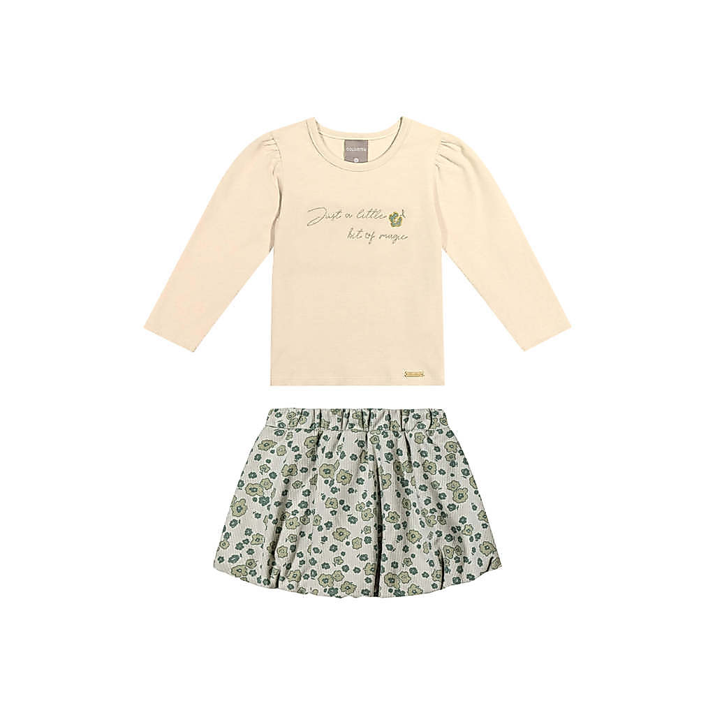 Conjunto Infantil Menina Bordado Magic Colorittá Bege