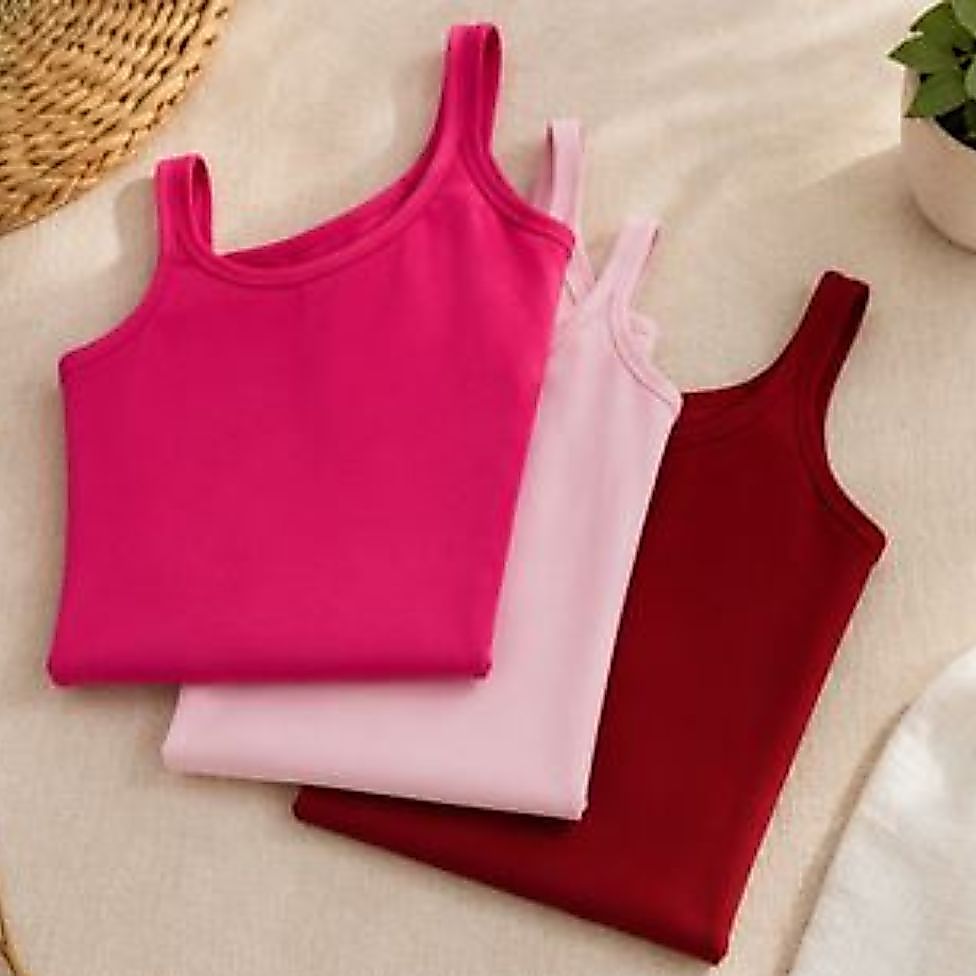 Kit 3 Blusinhas Regatas Alca Larga Lisa Casual — imagem 2 de 2