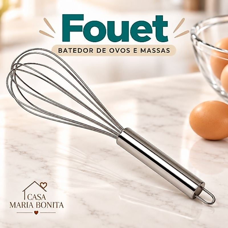 Fouet Profissional 29,5cm Batedor de Ovos e Massas em Inox Fuê