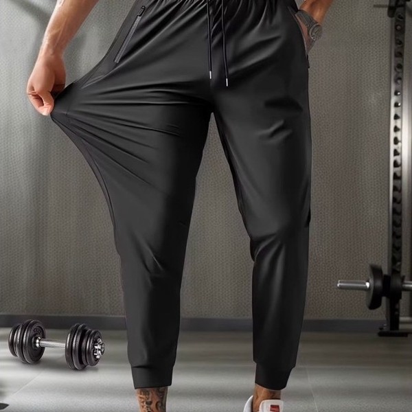 Calça Masculina Poliamida Com Elastano Bolsos Para Academia Esportiva Fitness Slim Fit Jogger Dry Fit Praticar Esportes