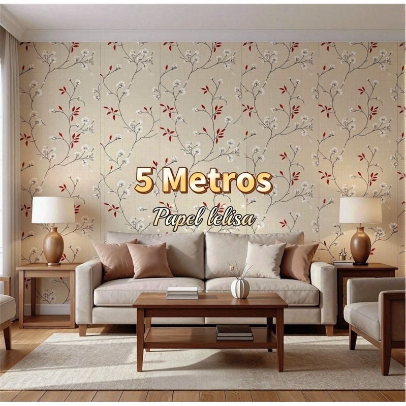 Papel de Parede 3D Sakula 5 METROS x 45CM Adesivo Autocolante para Sala, Quarto