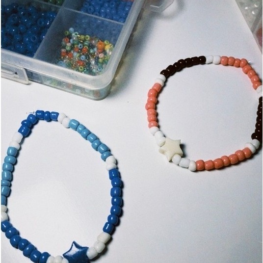 Pulseira de miçangas com estrela - feito a mão acessórios bijuterias feminina masculina unissex adolescente bijus