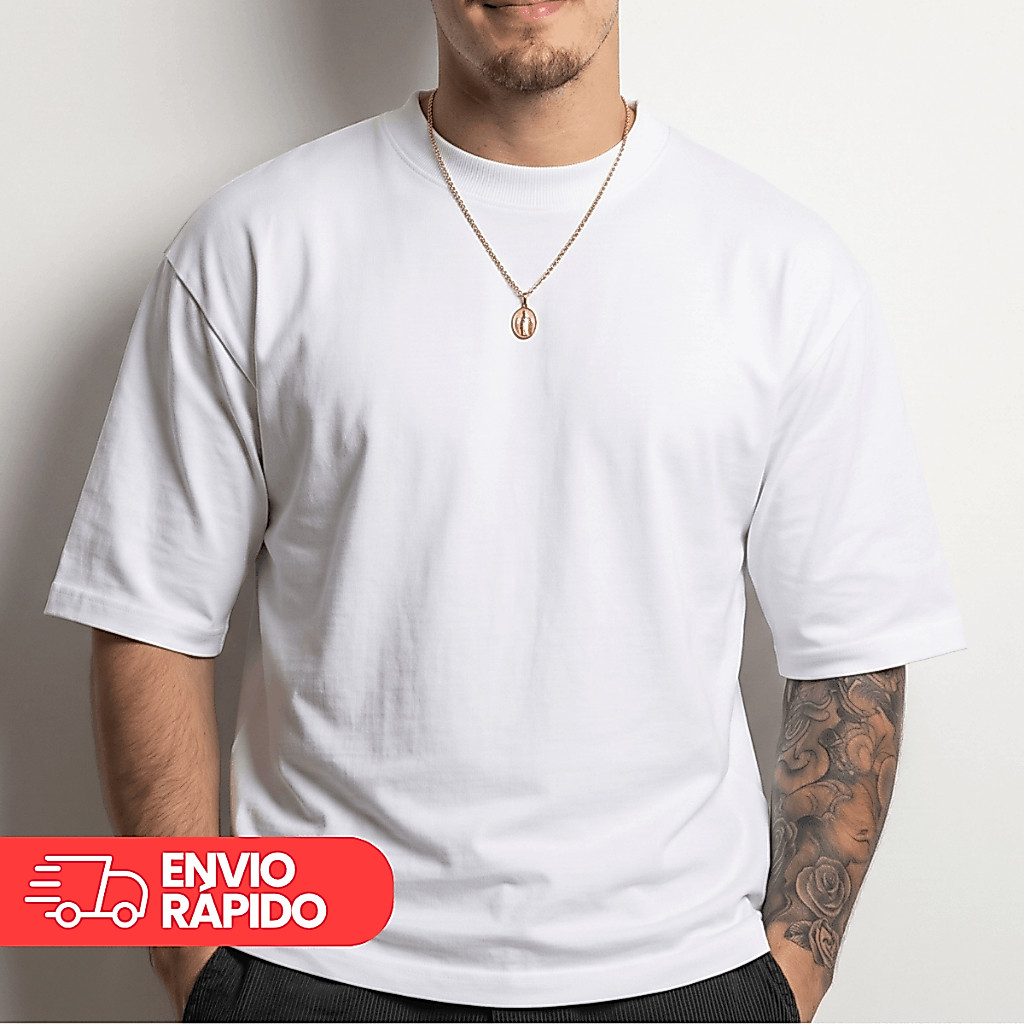 Camiseta Oversized Masculina Premium 100% Algodão Básica Lisa Streetwear Casual Skate Comfort