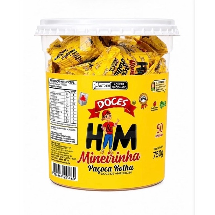 Paçoca Rolha Mineirinha c/ 50 Und. - 750g