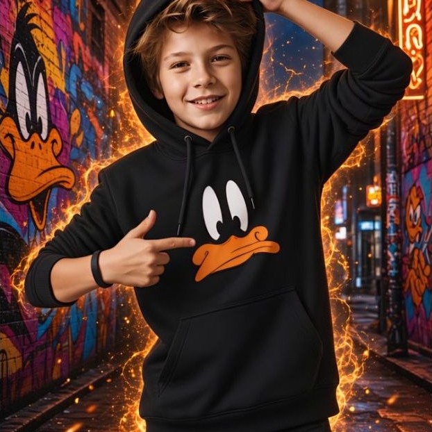 Blusa de frio Moletom Canguru Flanelado Infantil Juvenil Unissex Estampa Patolino