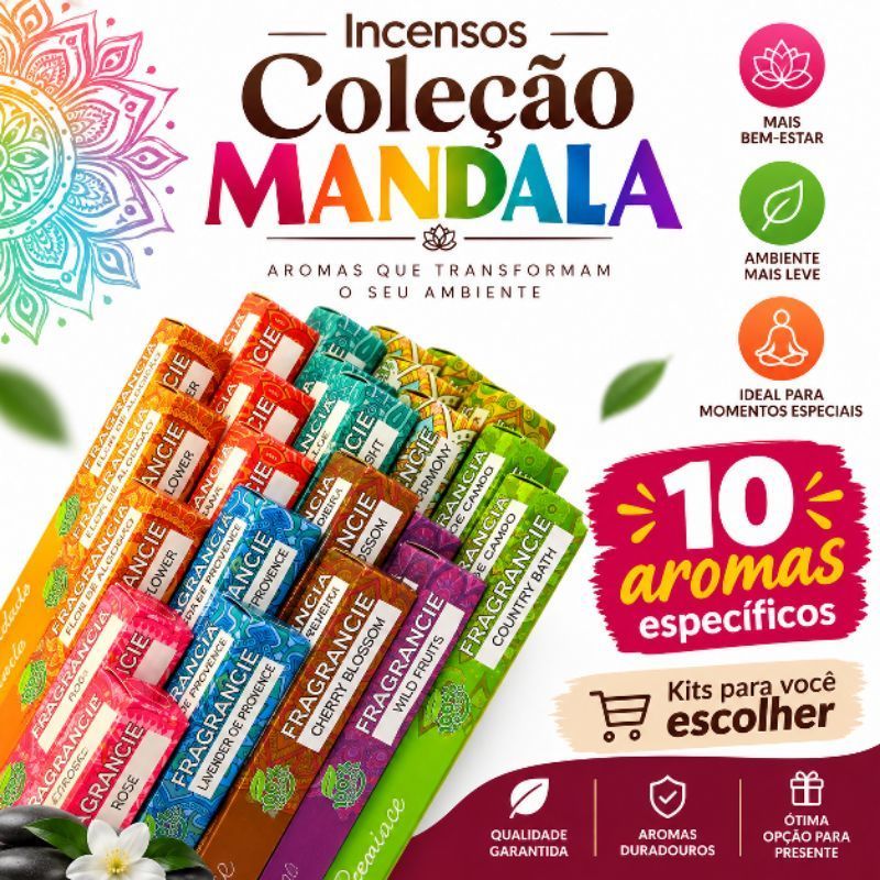 Imagem Kit Incenso Coleção Mandala / 100% Natural/ Escolha seu Kit