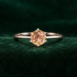 Anel Solitário Rose Cut 6mm Citrino em Prata 925