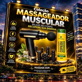 🔥 Massageadora Regeneradora Muscular Supersônico - kit Máquina De Massagem Portátil - Gel Copaíba Refrescante Aliviadora