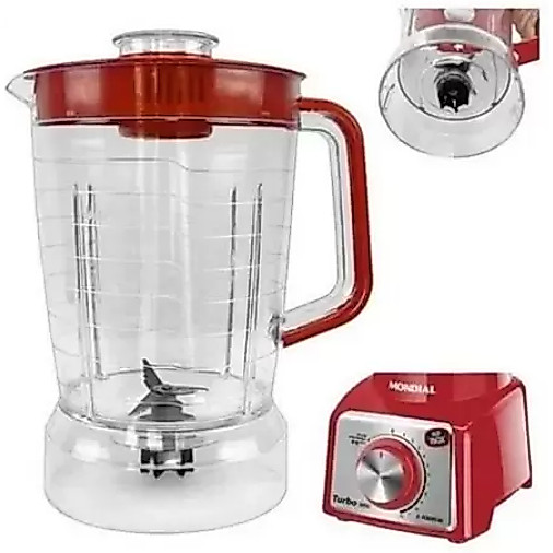 Copo De Liquidificador Mondial Turbo Inox L1000 L-1000w Vermelho MM1774